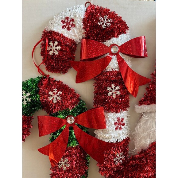 Lot of 8 Sparkly Tinsel Christmas Holiday Hanging Decor Gingerbread Man Penguin - Picture 6 of 10